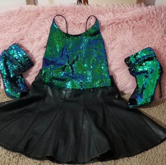 Green sequin crop top - Picture 2 of 3